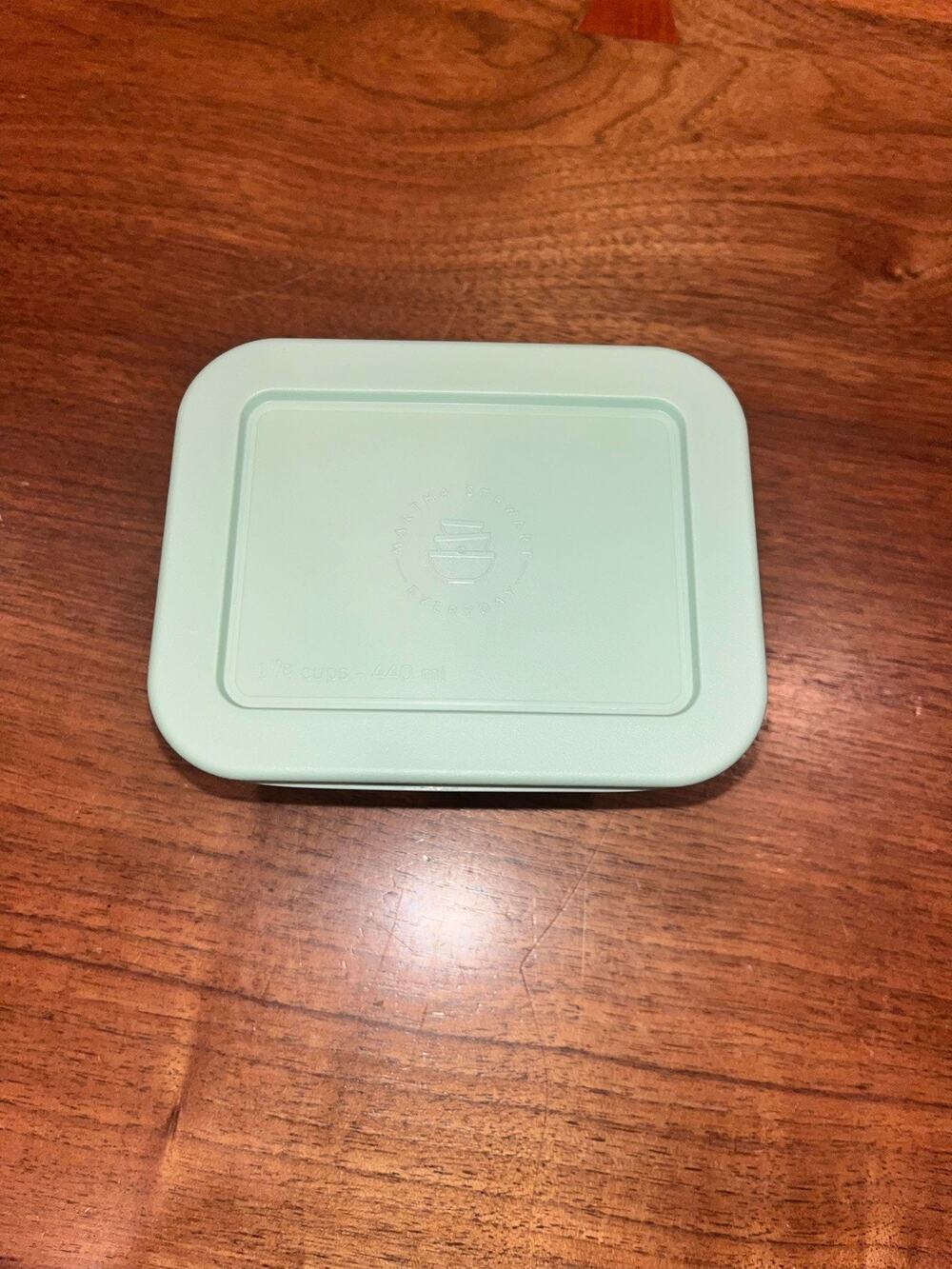 Martha Stewart EVERYDAY MSE 1 7/8 Cup RECTANGULAR GLASS Storage Dish w GREEN LID